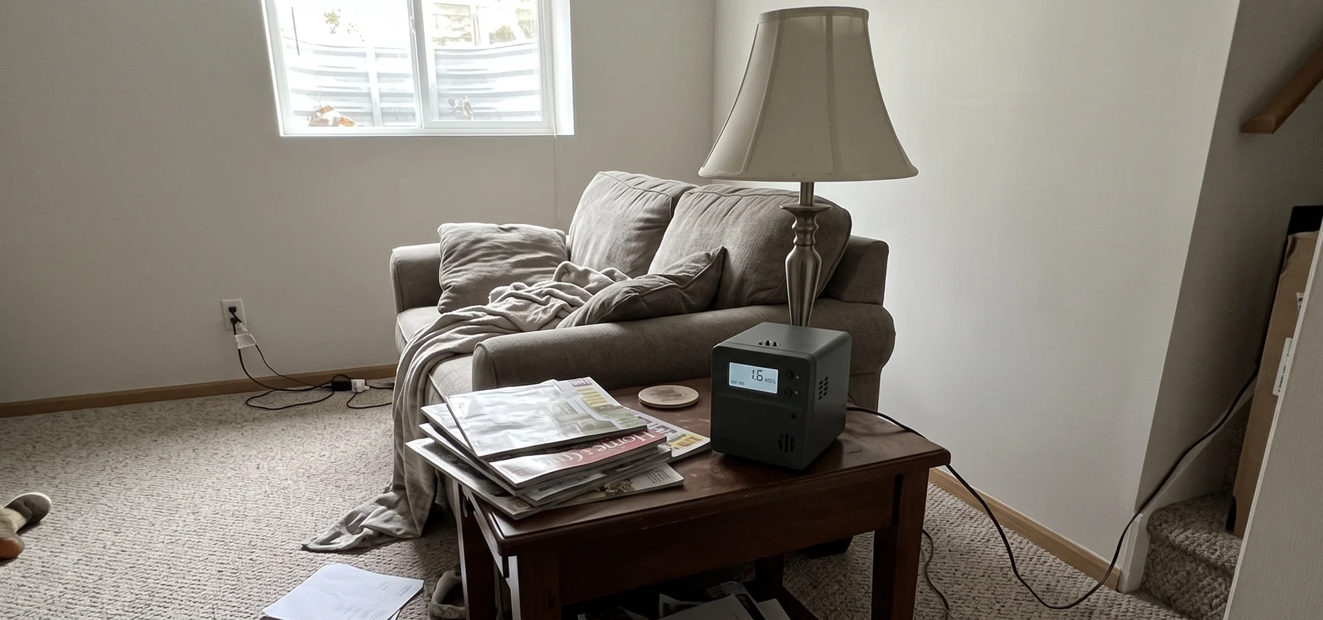 Continuous radon monitor placed in the lowest lived-in level of a Des Moines home